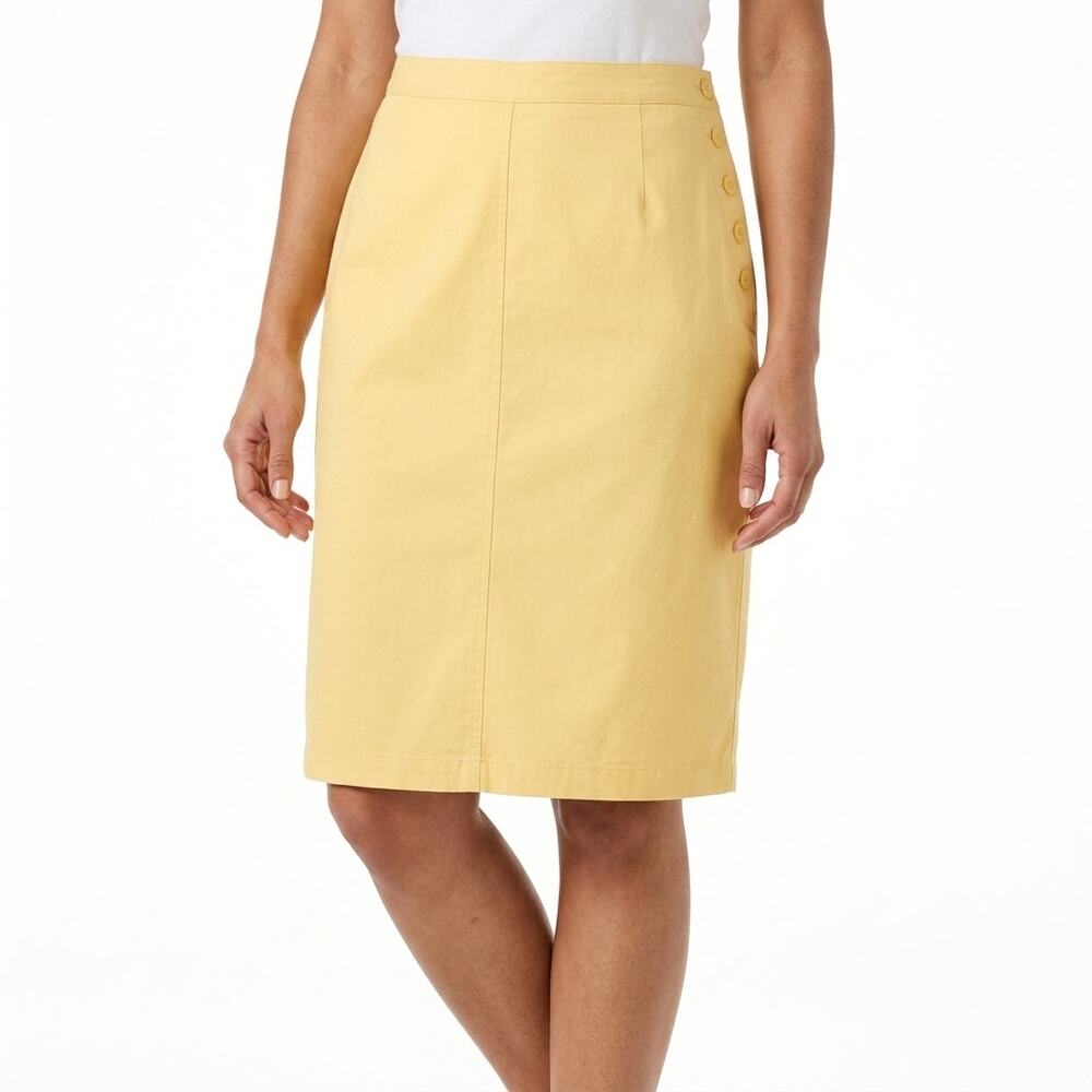 Christopher & Banks Weekend Yellow Pencil Knee Length Skirt Women Size 4